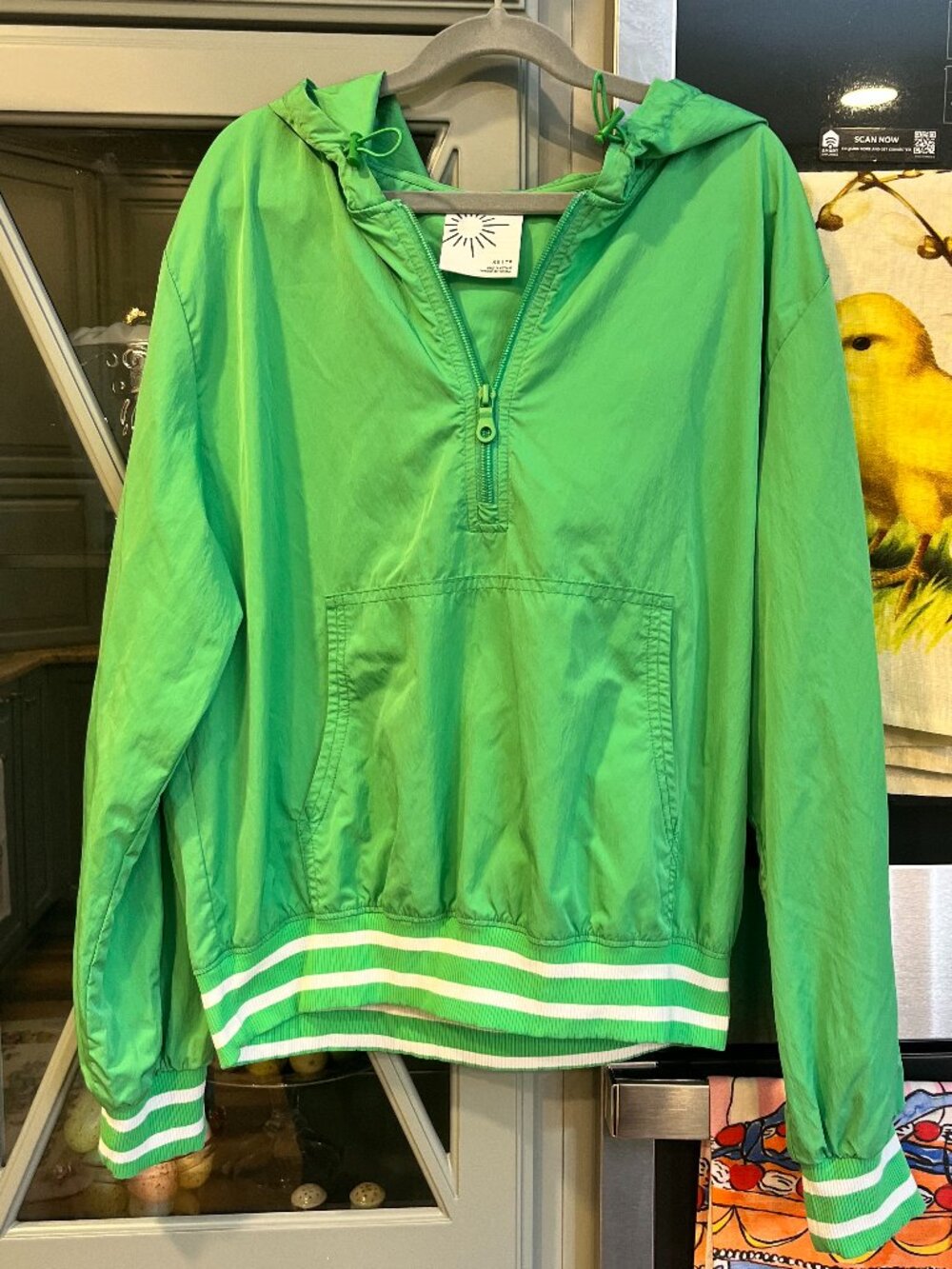 Offline by Aerie Green striped half-zip windbreaker colorful girlhoodcore